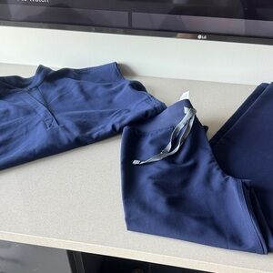 Figs Navy Scrub Set with Drawstring Waist
